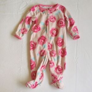 koala baby rose floral fleece zipper footie sleeper pajamas 3-6 months baby girl